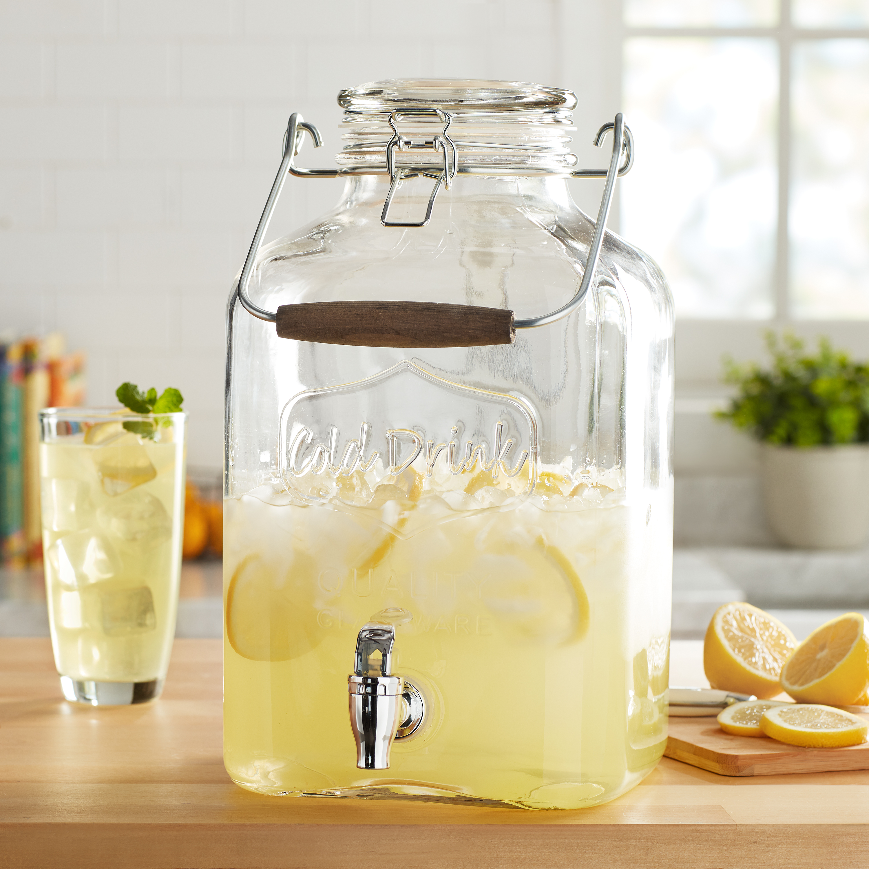 Better Homes & Gardens Glass 2-Gallon Beverage Dispenser with Glass Clamp Lid - image 3 of 8