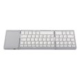 thumbnail image 5 of Teclado inalámbrico de 3 pliegues con panel táctil, teclado plegable para tableta, PC, teléfono inteligente, batería integrada B089T, color blanco plateado, 5 of 5