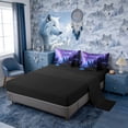 thumbnail image 4 of Erosebridal Three Wolves Howling at Galaxy Print Bedding Comforter Set, Cosmic Wildlife Queen Bedding Sets for Men and Women, Black Reversible 7pcs, 4 of 6