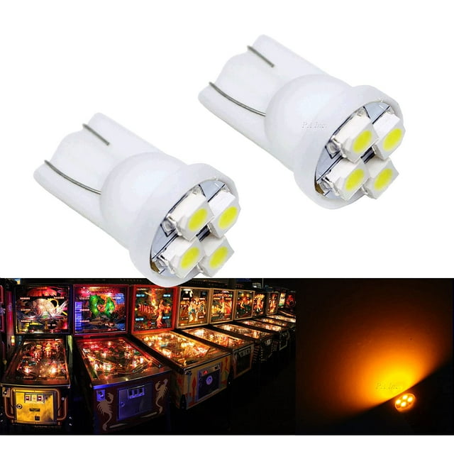 10 Pcs 555 T10 4SMD Ampoule LED pour Machine à Flipper Jaune (Orange/ambre)-6.3V