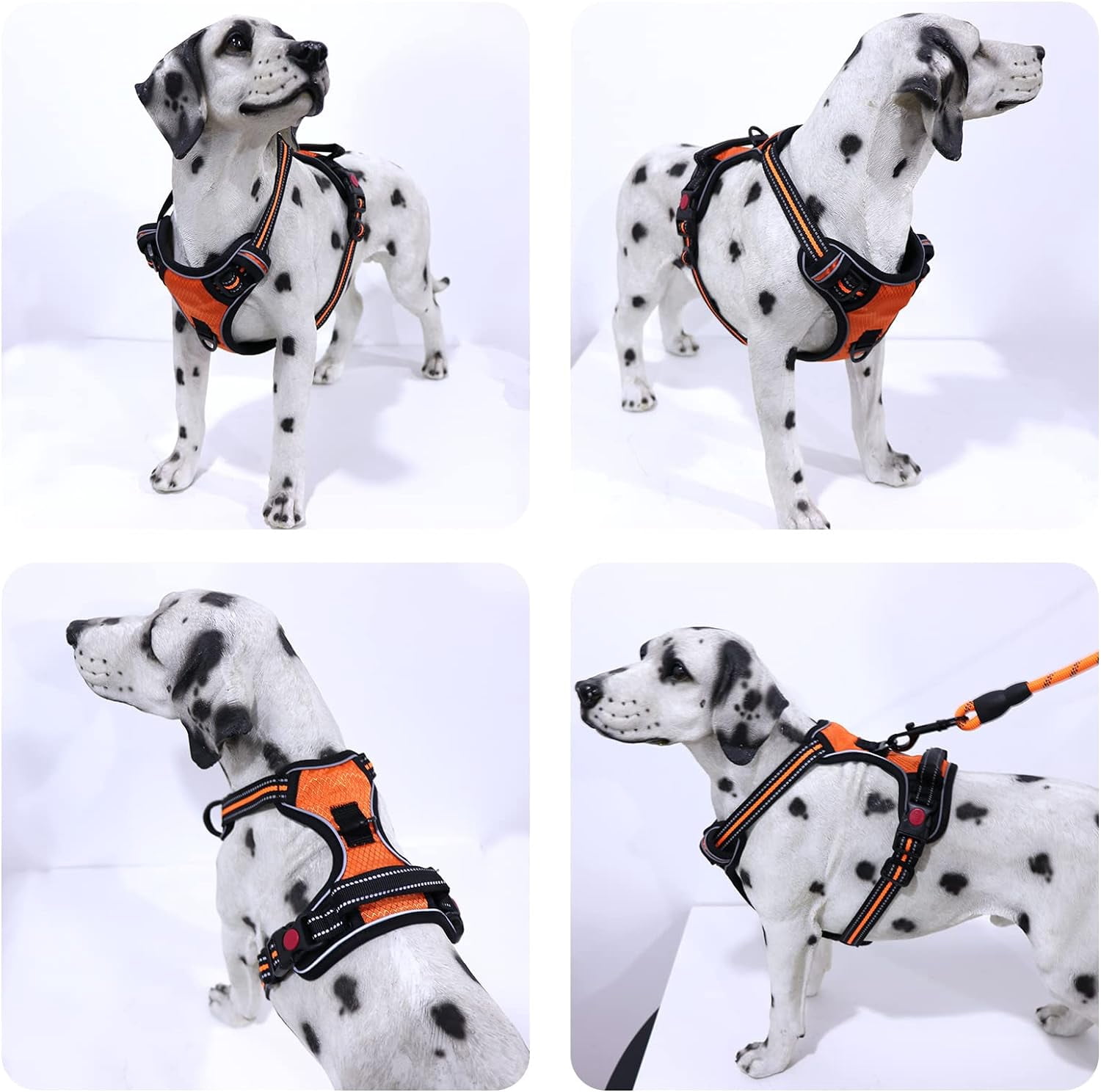 SYEENIFY No Pull Dog Harness, Adjustable Soft Padded Dog Vest, Medium Large Dog Harness with 5FT Dog Leash,Reflective No-Choke Pet Oxford Vest with Easy Control Handle orange Large