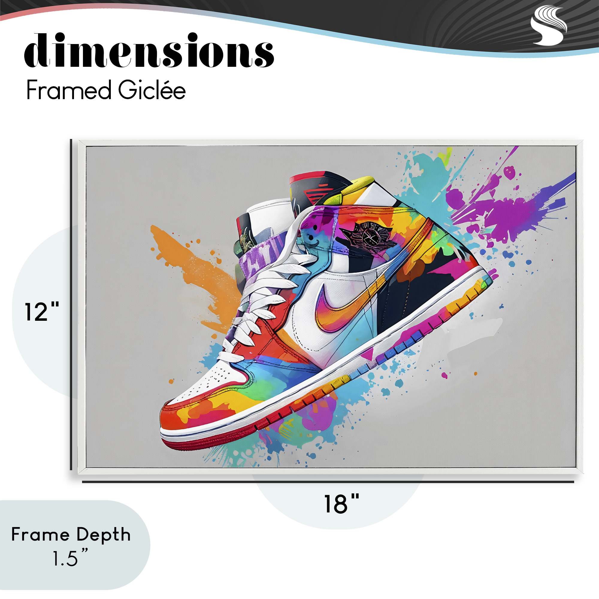Stupell Industries Hightop Sneaker with Splatter White Framed Giclee Art, design by Creative Studio