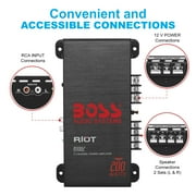 BOSS Audio Systems R1002 2 Channel Car Amplifier, Class A/B, Bridgeable, 2-8 Ohm Stable, Full Range Amp for Speakers & Subwoofer
