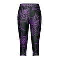 thumbnail image 5 of YDFCWXW Women's Cute Halloween Pumpkin Printed Tummy Control Elastic Waist Yoga Pants Workout Capri Leggings for Women Dark Purple, S, 5 of 5