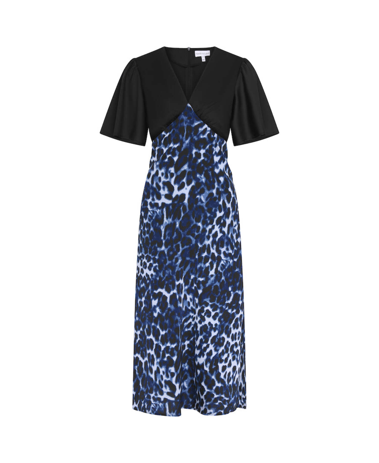 knee length dresses for ladies Blue Leopard Printed Satin Midi Dress  Needs No Label