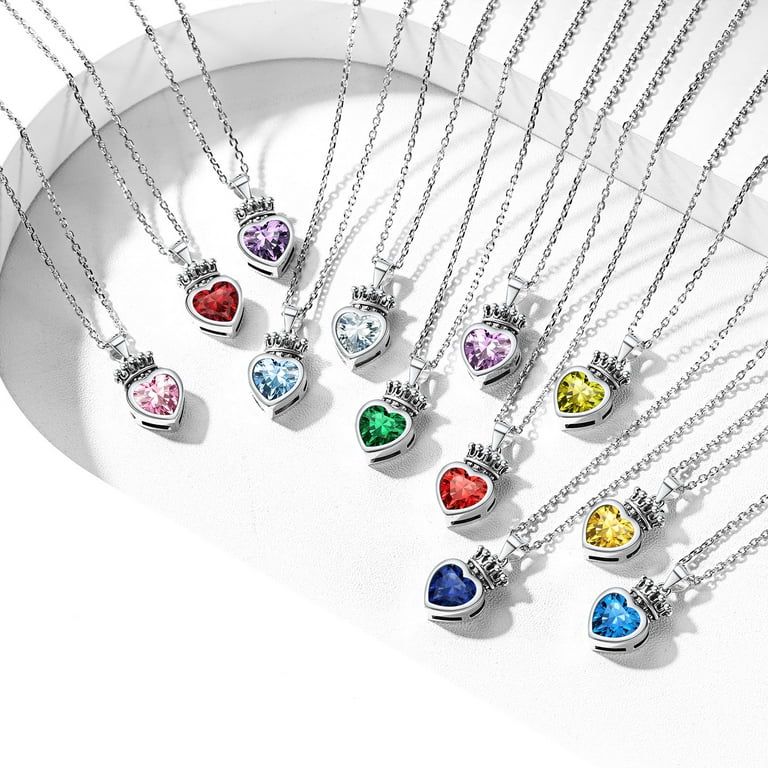 New Cute Crown Silver Color Pendant Necklace Heart Genuine Crystals from Austria Kids Jewelry for