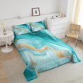 thumbnail image 4 of Marble Quilt Twin Size Stone Pattern Fluid Bedding Set Bronzing Marbling Texture Comforter Set Modern Abstract Art Bedding Comforter Sets Adults,Teal, 4 of 6