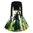 thumbnail image 1 of pstuiky Robes d'Été pour Femmes, Robe Rétro à Fermeture Éclair à Manches Longues à Col Rond Style à Lacets Imprimé pour Femmes, Robes de Retour à la Maison en Liquidation, 1 of 3