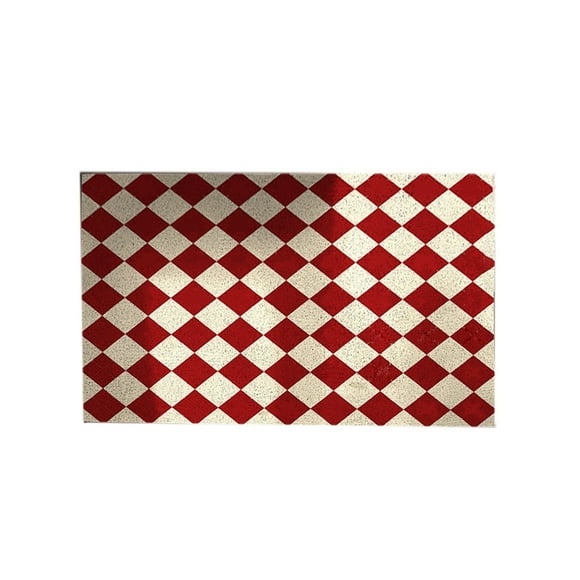 Plaid Checkered Rug - Door Mat Outdoor, Red and White Outdoor, Cotton Washable Front Door Rug Layered Doormats for Front Porch/Farmhouse/Entryway