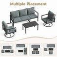 thumbnail image 3 of MRUAKA 4-Piece Outdoor Patio Conversation Set, Metal Frame Furniture Sofa with Armchairs & Coffee Table, Weather-Resistant Cushions for Balcony, Deck, Poolside Gray, 3 of 9