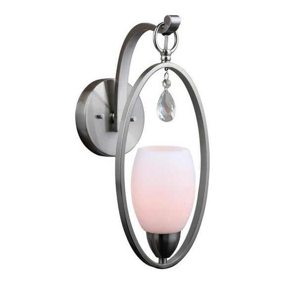 Woodbridge Lighting Olivia 1 Light Steel/Glass Wall Sconce in Satin Nickel/Opal