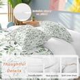 thumbnail image 2 of 3 Piece Sage Green Leaf Duvet Cover Set Queen Size,Microfiber Comforter/Quilt Cover with Corner Ties and 2 Pillowcases,Country Eucalyptus Nature Plant Branch All Season Bedding with Zipper Closure, 2 of 8