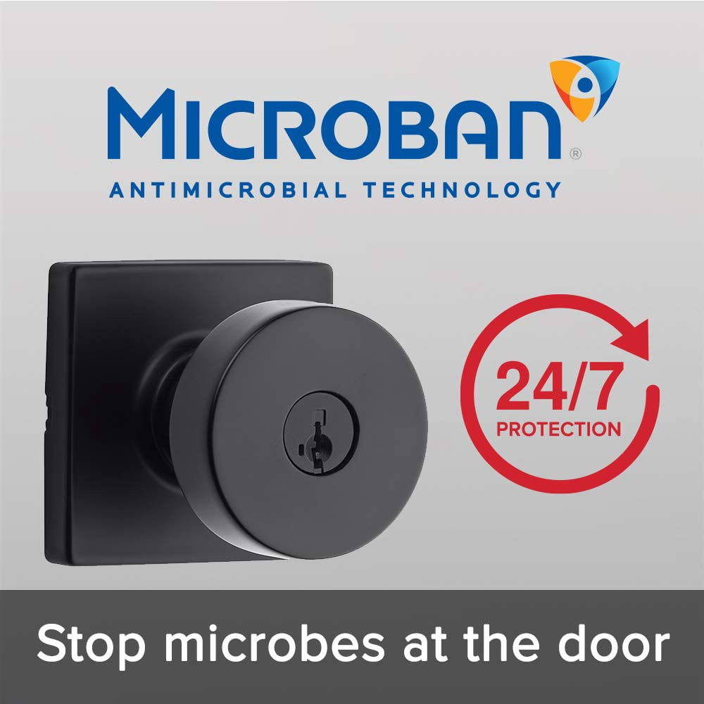 Pismo Square Keyed Entry Knob featuring SmartKey Security in Matte Black