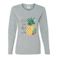 thumbnail image 2 of Pineapple Stand Tall Wear Crown And Stay Sweet Inside Arty Inspirational Pop Culture Womens Graphic Long Sleeve T-Shirt, Heather Grey, Medium, 2 of 3