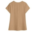 thumbnail image 4 of cocolona Womens Summer Linen Shirts Fashion Solid Color Short Sleeve Button V Neck Tops Casual Loose Fit Blouses, 4 of 7