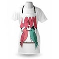 thumbnail image 4 of Kissing Apron, Graphical Design of Love Balloon and Bird Motifs Branch on Plain Background, Unisex Kitchen Bib with Adjustable Neck for Cooking Gardening, Adult Size, Pink Seafoam White, by Ambesonne, 4 of 4