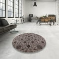 thumbnail image 4 of Ahgly Company Machine Washable Indoor Round Industrial Modern Coffee Brown Area Rugs, 7' Round, 4 of 7