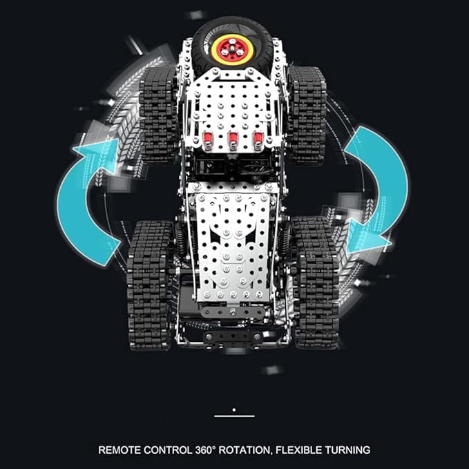 RKXQT Building Sets Stem Assembly Metal 3-D Puzzle Off-Road Model Car Building Kit Construction Set Toys Assemble Remote Control Snowmobile 1929PCS/Included Motor