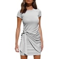thumbnail image 1 of Robes d'Été Décontractées pour Femmes Col Rond Sans Manches Débardeur Froncé Extensible Bodycon T-Shirt, 1 of 4