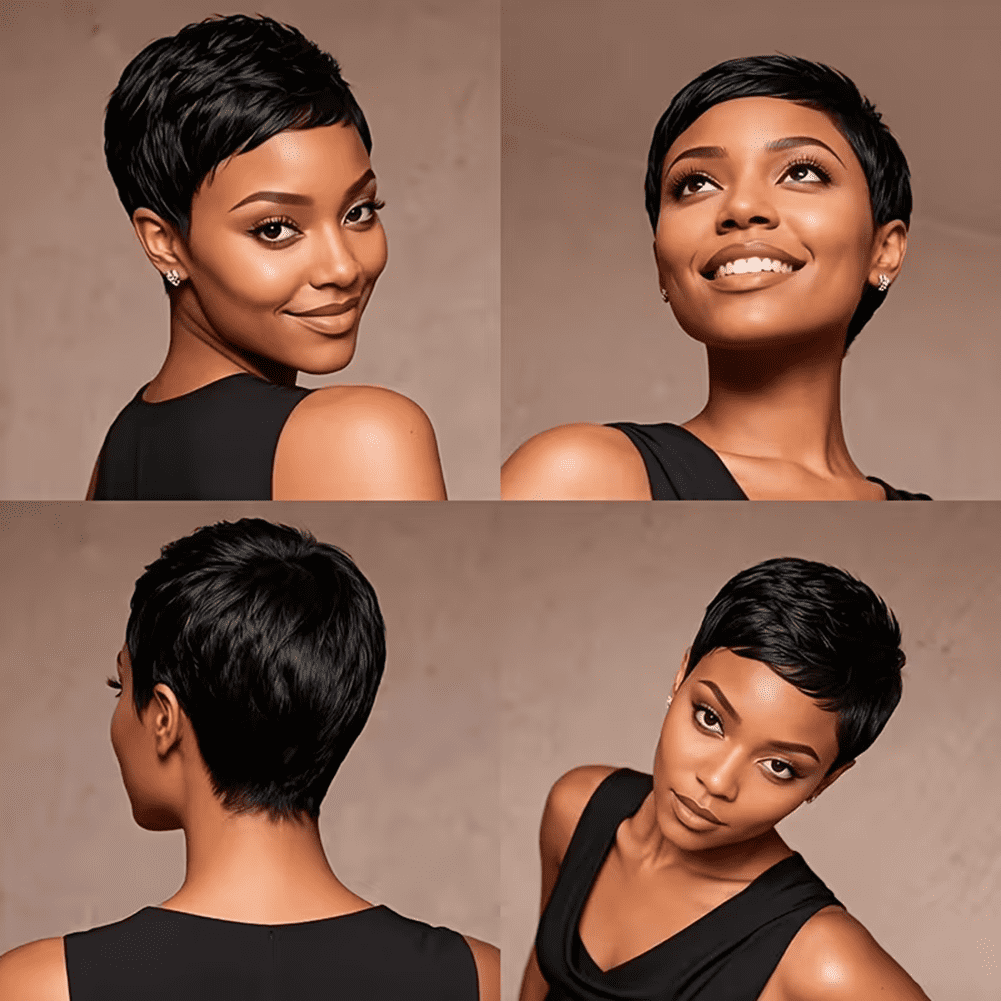 Short Hairstyle Wig for Women - Made from 150% Density Brazilian Human Hair, Featuring a Rose Net Cap Design, Easy to Put On, Ideal for Everyday Wear, Allows for Quick Hairstyle