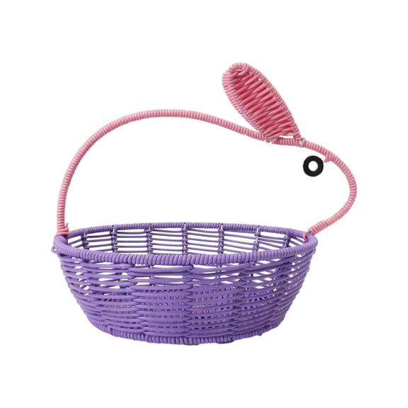 HuiXinOu Easter Bunny Baskets Imitation Weaving Basket Handheld Gift Flower Basket for Easter Decor,Flower Arrangement,Egg Hunt,Party & Home Decor Vintage Farmhouse Empty Picnic, Purple