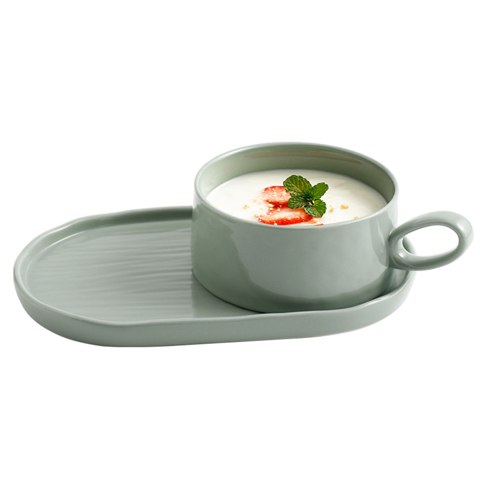Qeeadeea Soup Bowls With Handles And Stoneware Plates, Soup Cups