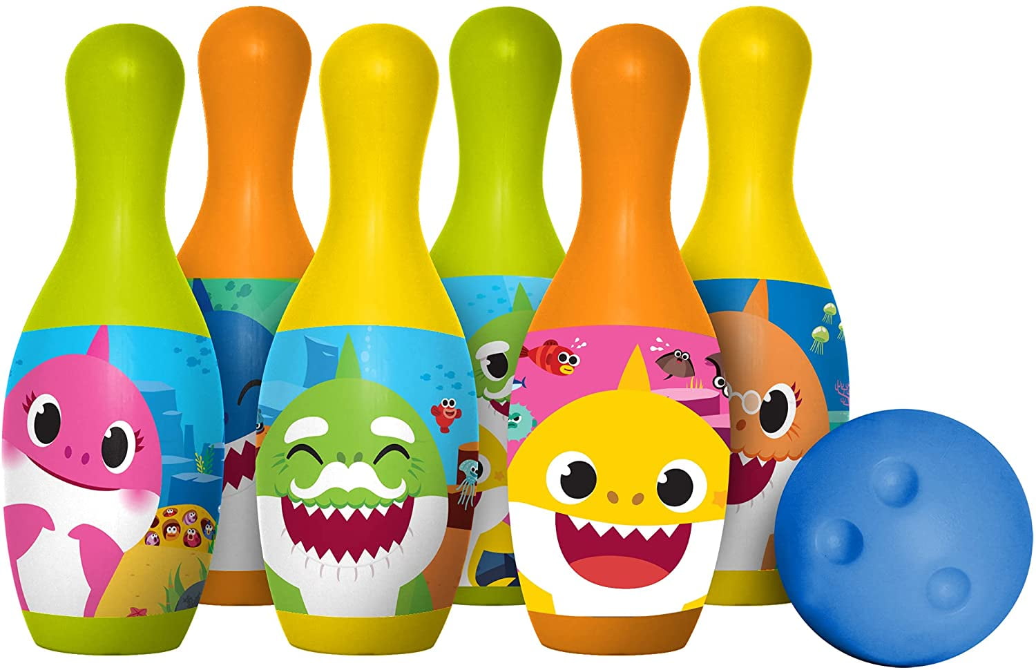 Hedstrom Kids Bowling Set, Baby Shark Color Bowling Pins with Number