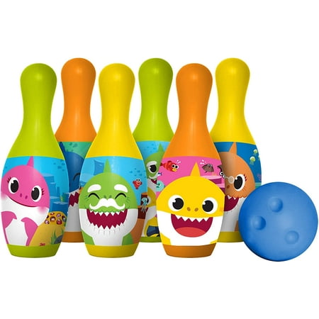 Hedstrom Kids Bowling Set, Baby Shark Color Bowling Pins with Number Outside Toddler Toy for 3 4 5 6 Year Old Boys & Girls Educational Children Game for Indoor, Outdoor, Birthday Party Gift