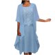 thumbnail image 1 of Vestido Casual de Encaje Con Cuello Redondo Y Mangas Para Mujer Conjunto de Dos Piezas de Gasa Sólida Odeerbi ODB-6, 1 of 9