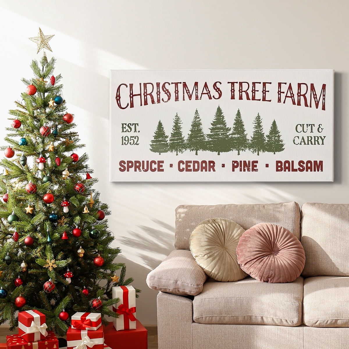 Christmas Farm Sign Collection D- Gallery Wrapped Canvas