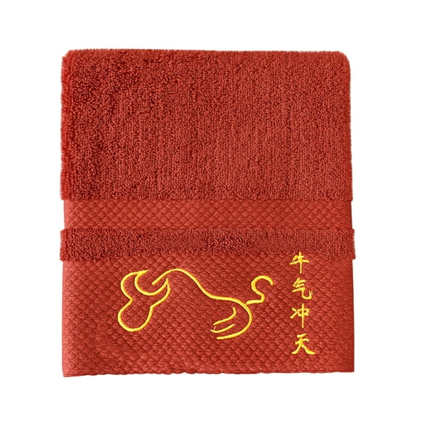 Yhmxh Toallas de algodón para el rostro, toallas de algodón para adultos con bordado facial, toallas de mano rojas de terciopelo suave de algodón.