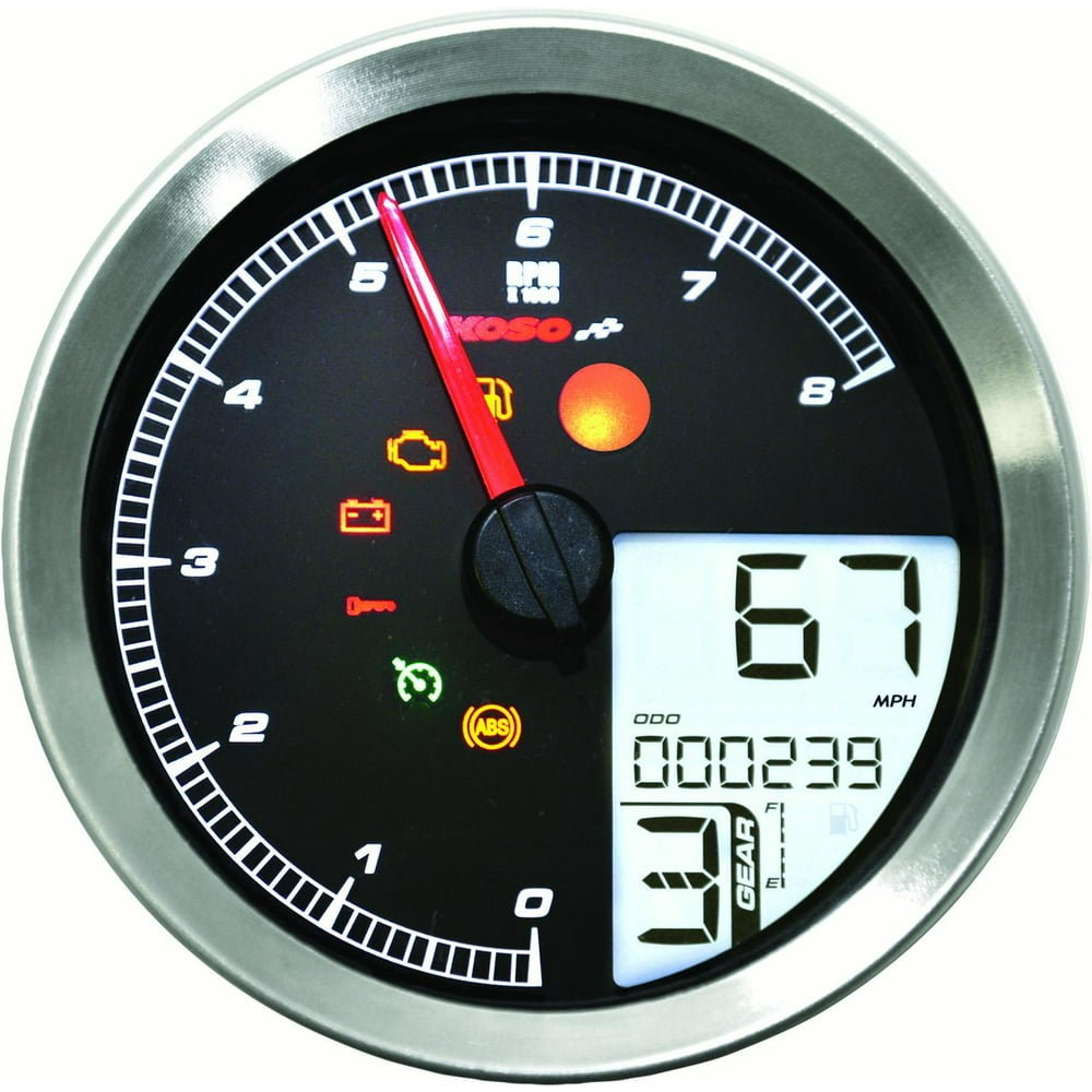 KOSO LCD COLOR CHANGE SPEEDO & TACHOMETER SILVER BEZEL