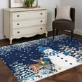 thumbnail image 4 of Christmas Area&nbsp;Rug 4x6ft Blue Snowman Elk Floral Eucalyptus Leaf Blue Non-Slip&nbsp;Washable Square&nbsp;Rugs Soft Felt Indoor Floor Mat for Bedroom Kitchen Living Room Bathroom, 4 of 9