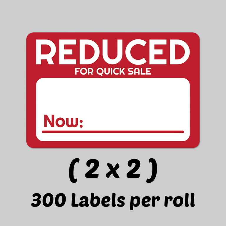 Reduced for Quick Sale Now for Retail Clearance Price Tag Stickers - 1.65 x  1.15 Inch Custom Writable Label Pricing Stickers - Pressure Sensitive