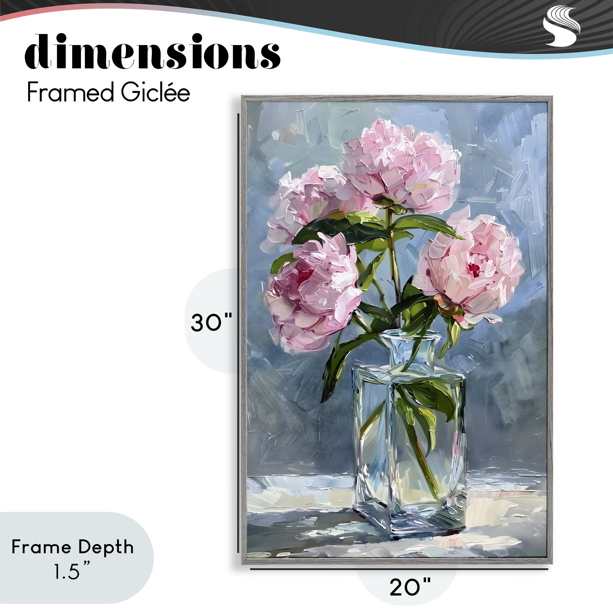 Stupell Industries Beautiful Pink Pastel Peonies Gray Framed Giclee Art, design by Creative Studio