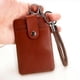 thumbnail image 3 of Badge Holder with Lanyard, Leather ID Badge Card Holders Transparent Badges for Protection Business Card, Student ID and Bus Card (Dark Brown + Brown), 3 of 5