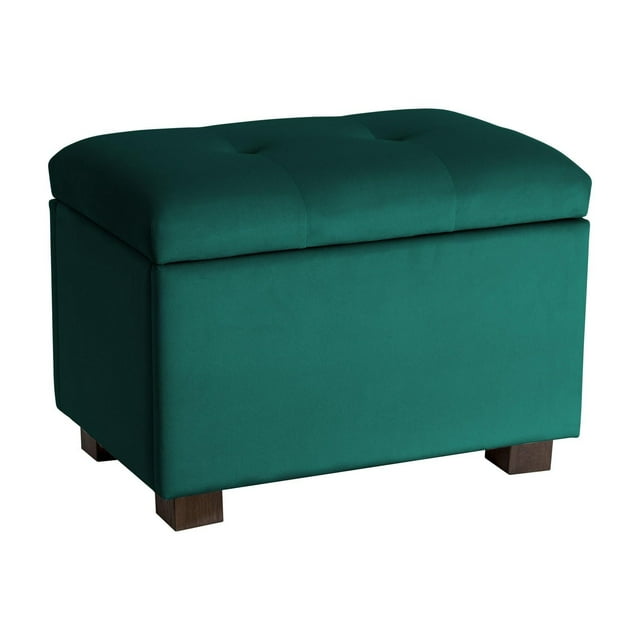 CorLiving Asha Small Velvet Tufted Upholstered Rectangular Indoor Ottoman with Storage