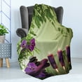 thumbnail image 4 of Spa Soft Flannel Fleece Throw Blanket, Stones Aromatic Candles and Orchids Blooms Treatment Vacation, Cozy Plush for Indoor and Outdoor Use, 70" x 90", Pale Green Fern Green, by Ambesonne, 4 of 5
