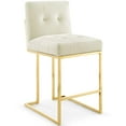 thumbnail image 3 of Modway Privy Gold Stainless Steel Performance Velvet Counter Stool Set of 2 in Gold Ivory, 3 of 4