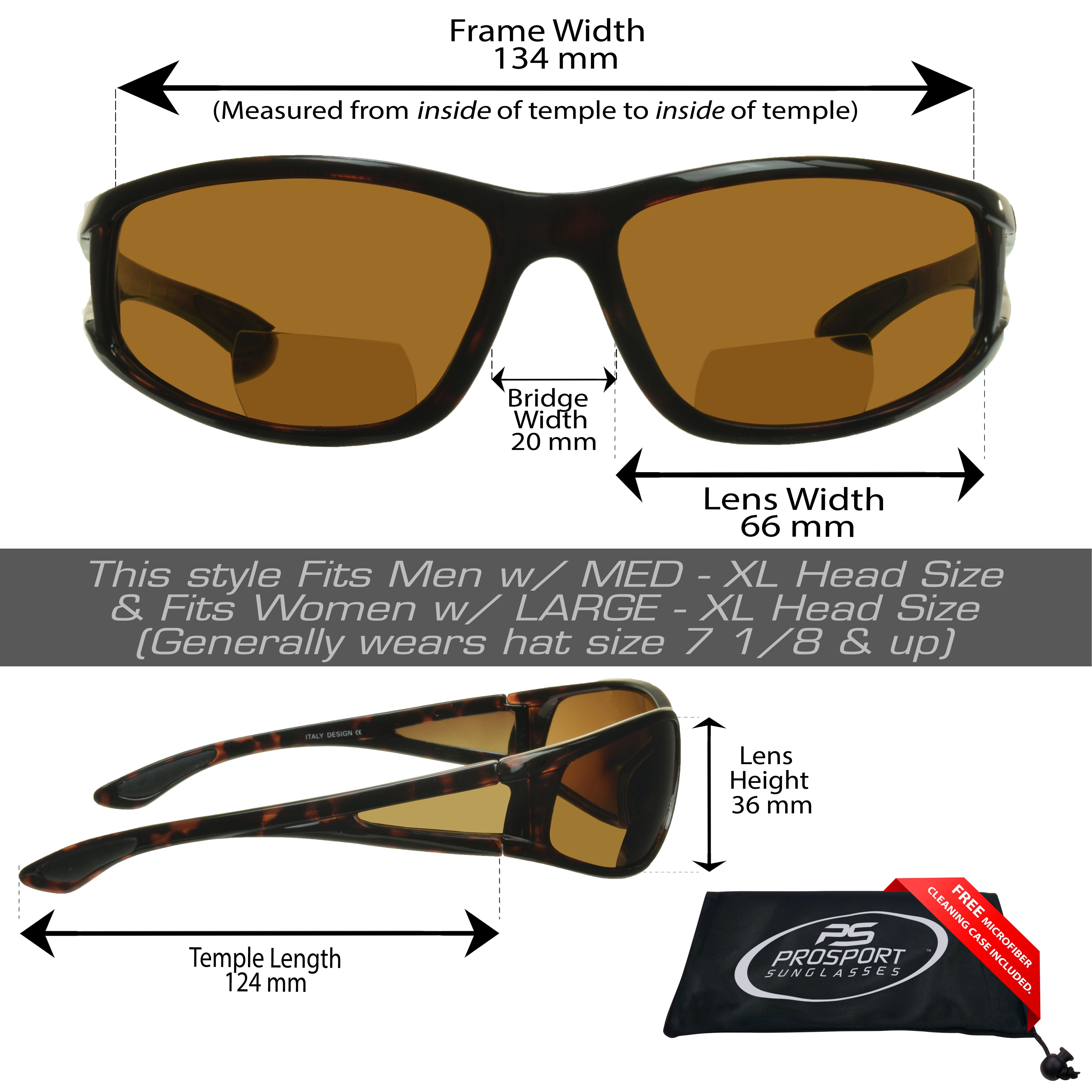 proSPORT Polarized Bifocal Sunglasses Wrap Around Side Shield for Men Women