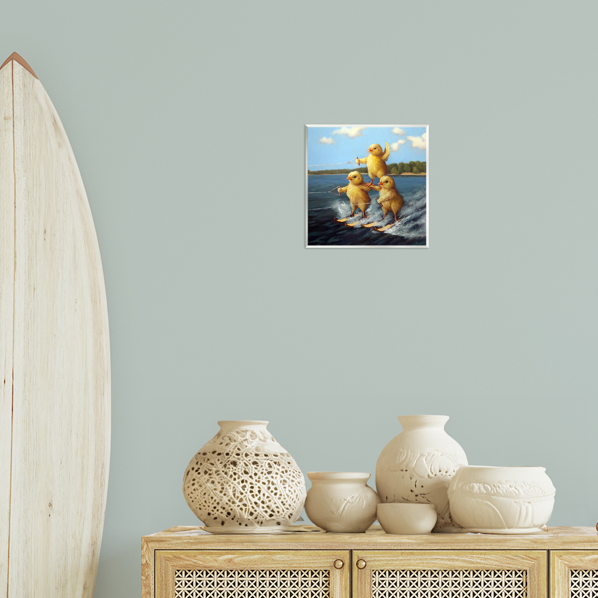 Stupell Industries Water Skiing Chicks Coastal Painting Unframed Art Print Wall Art, 12 x 12