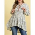 thumbnail image 1 of Blusa de encaje de impresión de DAISY PLANTY DAPLE Rosegal  Blusas Tallas Grandes, 1 of 5