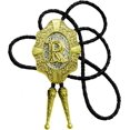 thumbnail image 1 of GHSDFBB Golden Initial A to Z in Flower Nursery Cowboy Bolo Tie with Cowhide Rope, 1 of 3