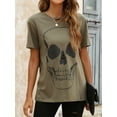 thumbnail image 3 of Summer Womens Short Sleeve Cotton Graphic Shirts Crewneck Tees Skull Distressed T Shirt Loose Casual Tops, 3 of 6