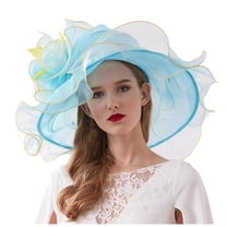 Riforla Women's Fascinator Bridal Tea Party Wedding Hat Sun Hats for Women Light Blue