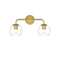 thumbnail image 2 of Living District Genesis 2-Light Iron & Glass Bath Sconce in Brass/Clear, 2 of 6
