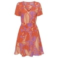 thumbnail image 4 of LASCANA Women's Patterned Flutter Sleeve Dress Ruffle Trim, 4 of 5