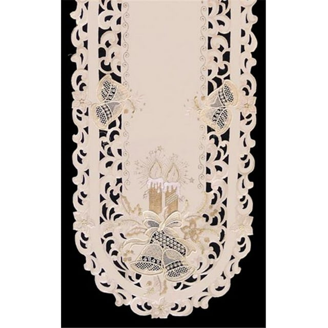 Sinobrite H8675-E Bougies & Cloches Crème Nappe Ronde- 68 x 68 Po.