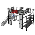 thumbnail image 5 of Euroco Full Size Loft Bed with Desk and Storage Staircase, Metal Bed with Basketball Hoop and Clothes Hanger for Kids Teens, Black, 5 of 11