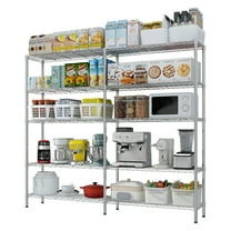 Alvantor Adjustable 5-Tier Heavy-Duty Iron Storage Shelving Unit, Silver